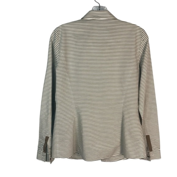 Lafayette 148 Horizontal Green Pinstripe Button Down Sz 4 - Picture 2 of 7